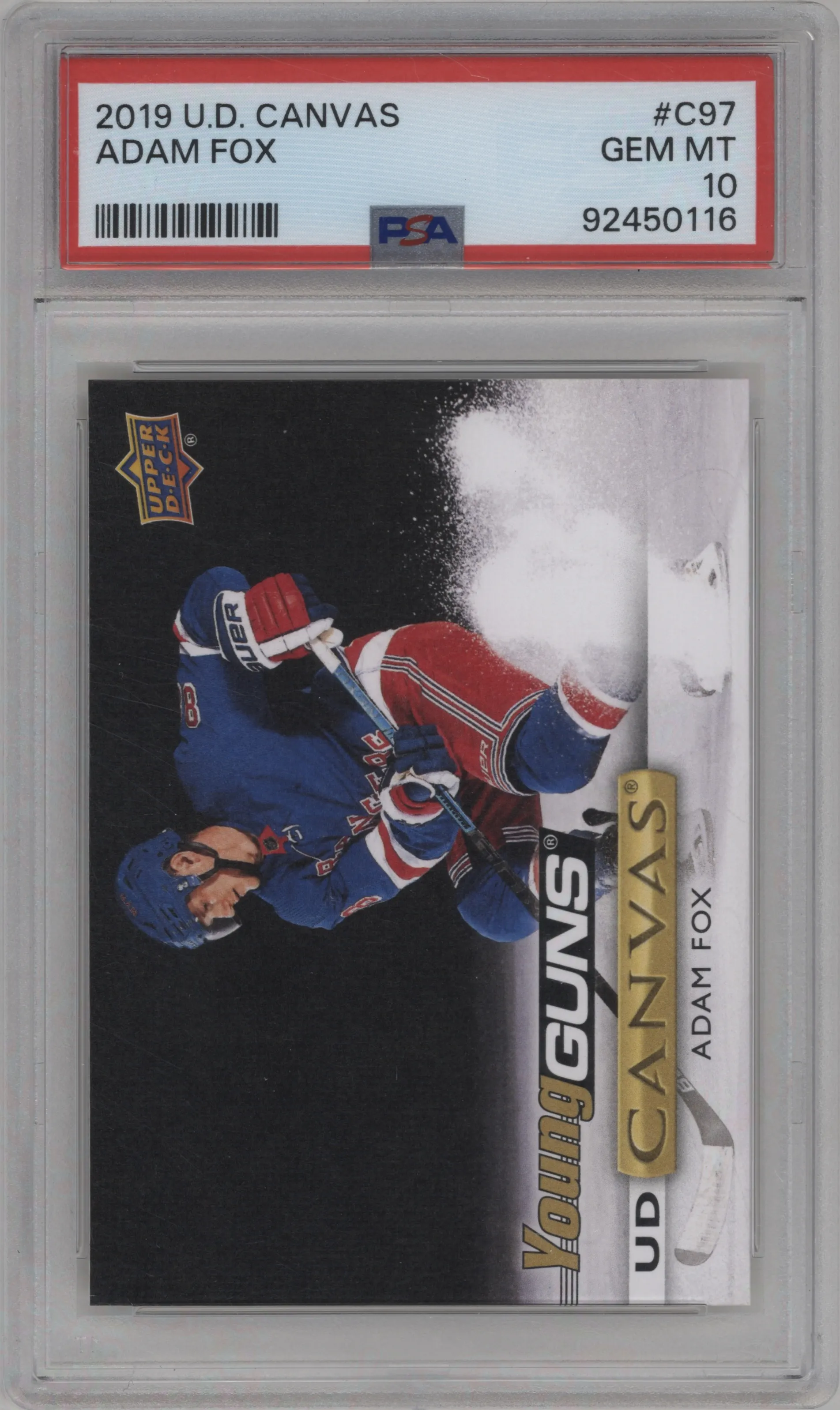 2019 Upper Deck Canvas Young Guns Adam Fox #C97 PSA 10