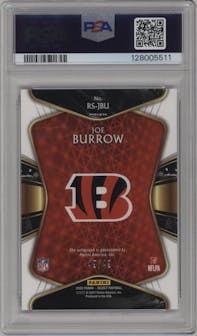 Joe Burrow from the 2020 Panini Select set graded by PSA and given an overall grade of 9.