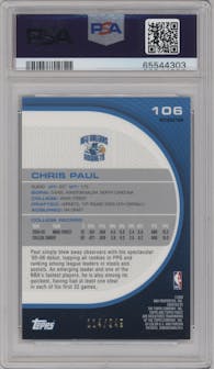 Chris Paul from the 2005-06 Topps Finest set featuring a Refractor parallel graded by PSA and given an overall grade of 9.