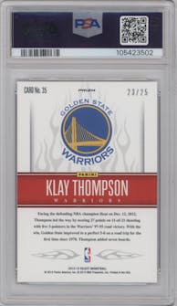 Klay Thompson from the 2012-13 Panini Select set featuring a Prizm parallel graded by PSA and given an overall grade of 9.