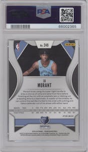 Ja Morant from the 2019-20 Panini Prizm set featuring a Red/White/Blue Prizm  parallel graded by PSA and given an overall grade of 9.