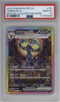 Umbreon ex from the 2025 Pokemon SV set graded by PSA and given an overall grade of 10.