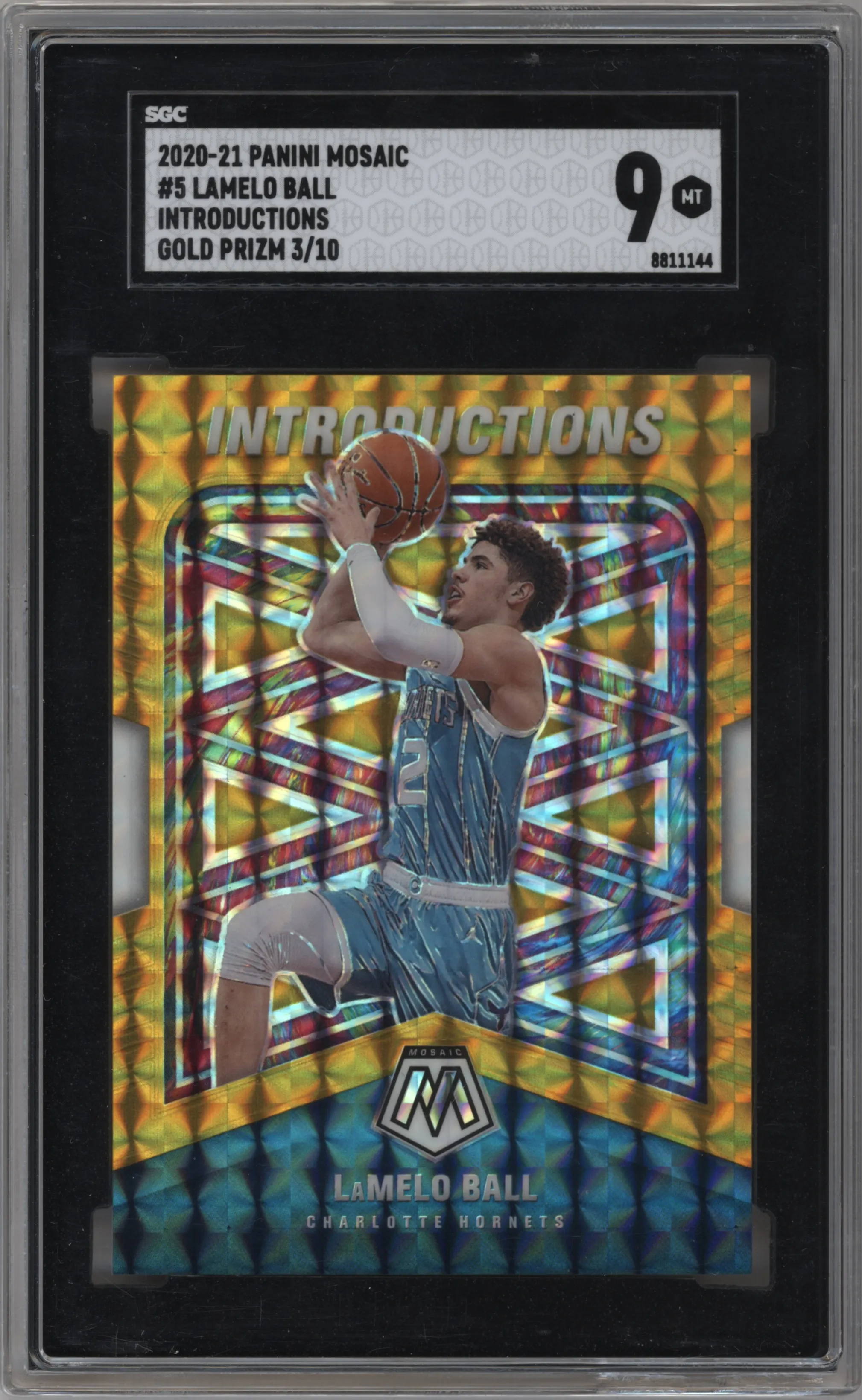 2020 Panini Mosaic Introductions LaMelo Ball Gold Mosaic #5 SGC 9