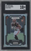 Chase Brown from the 2023 Panini Prizm set featuring a Silver Prizm parallel graded by SGC and given an overall grade of 10.