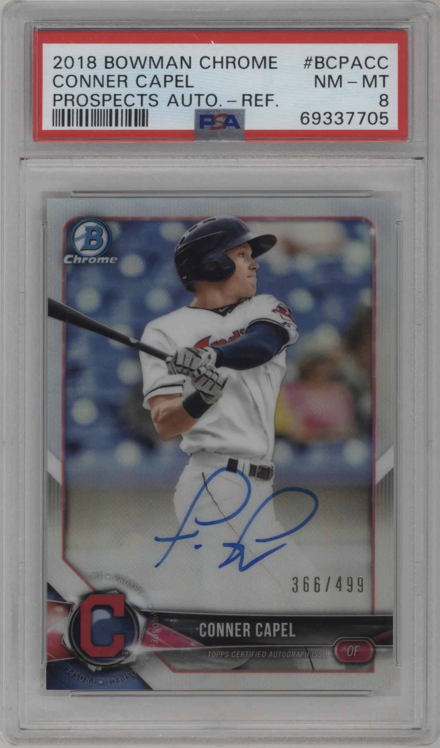 2018 Bowman Chrome Pros.Auto Conner Capel Refractor PSA 8