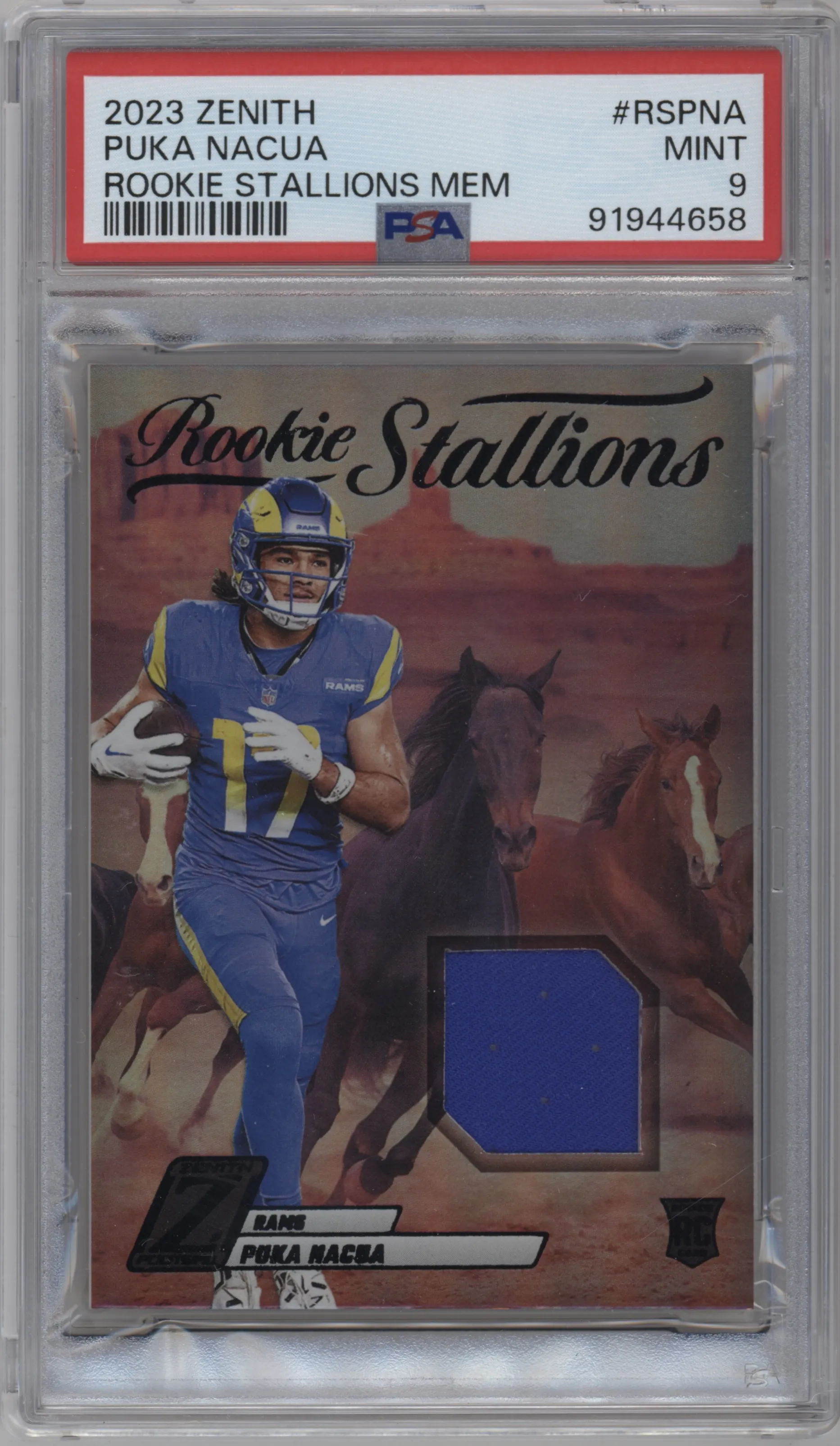 2023 Panini Zenith Rke.Stallions Puka Nacua #RS-PNA PSA 9