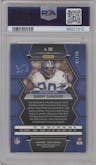 Barry Sanders from the 2023 Panini Mosaic set featuring a No Huddle Gold parallel graded by PSA and given an overall grade of 8.