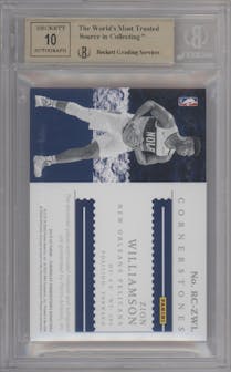 Zion Williamson from the 2019-20 Panini Chronicles  set featuring a Quartz parallel graded by Beckett and given an overall grade of 9.5.