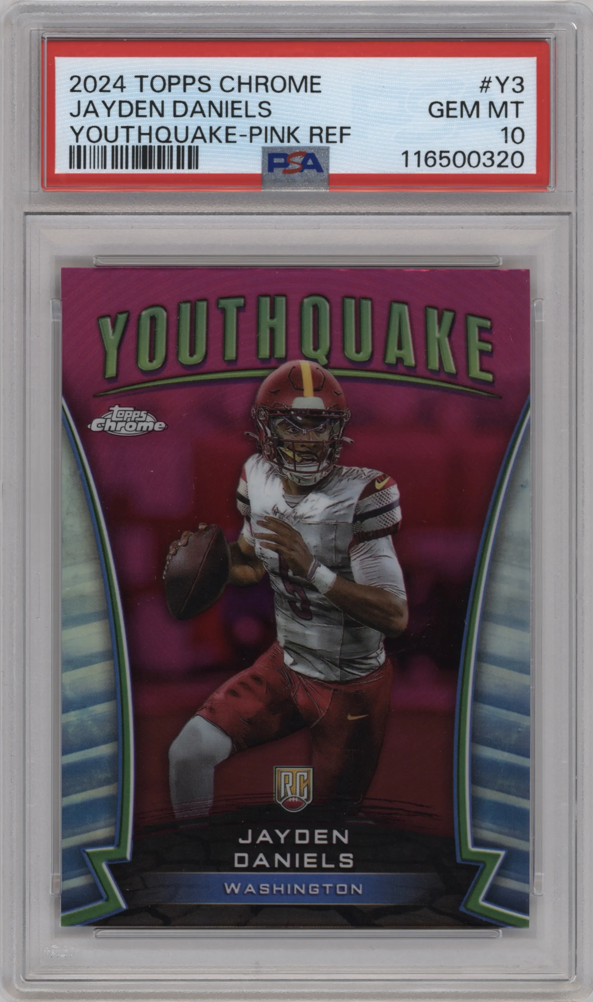 2024 Topps Chrome Youthquake Jayden Daniels Pink Refractor #Y-3 PSA 10
