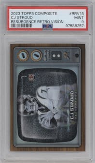 CJ Stroud from the 2023 Topps Composite set graded by PSA and given an overall grade of 9.