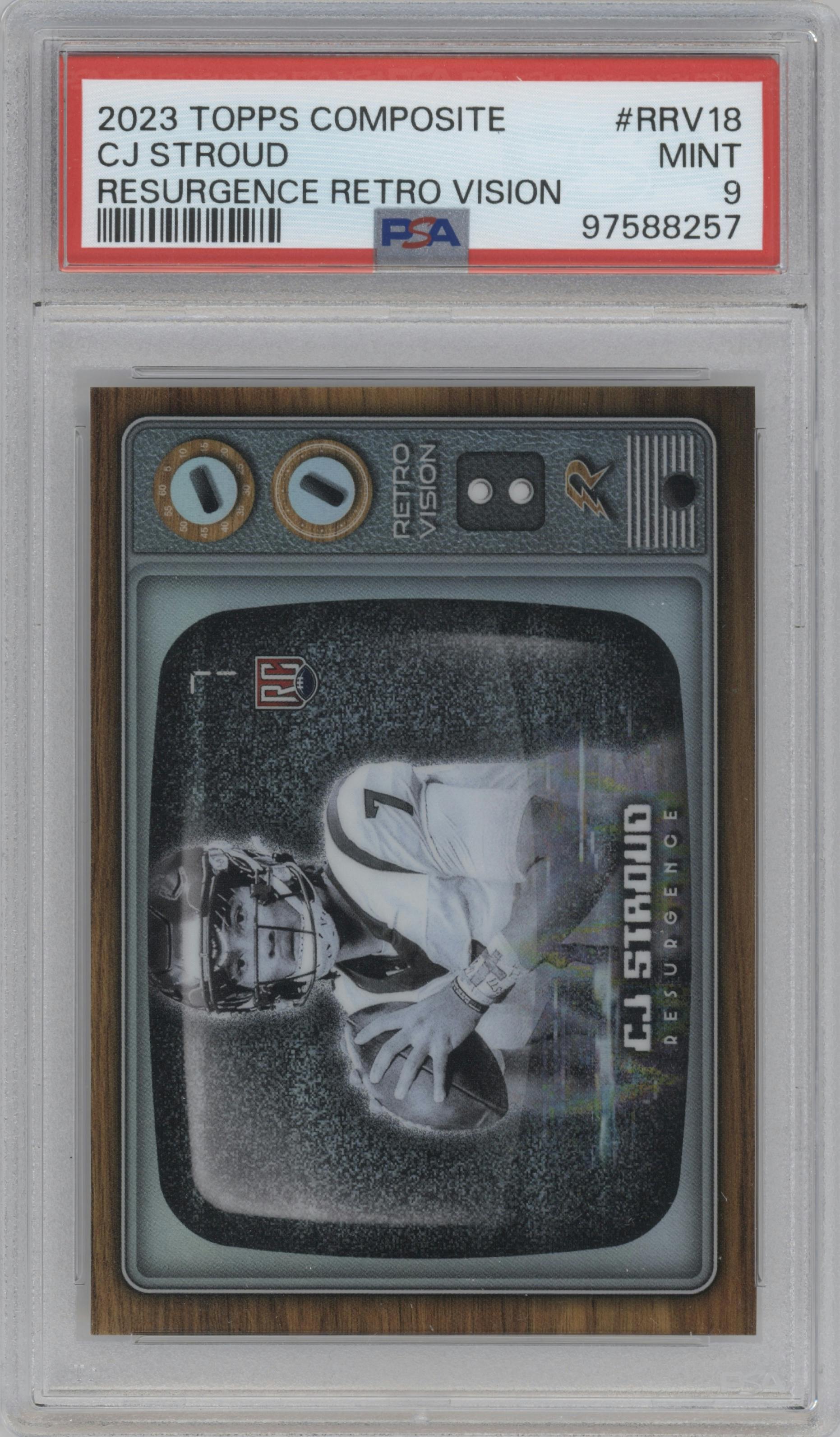 CJ Stroud from the 2023 Topps Composite set graded by PSA and given an overall grade of 9.