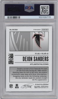Deion Sanders from the 2024 Panini Prizm set graded by PSA and given an overall grade of 9.