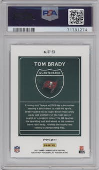 Tom Brady from the 2021 Panini Donruss Optic set graded by PSA and given an overall grade of 10.