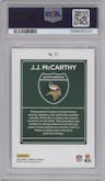 J.J. McCarthy from the 2024 Donruss set graded by PSA and given an overall grade of 10.