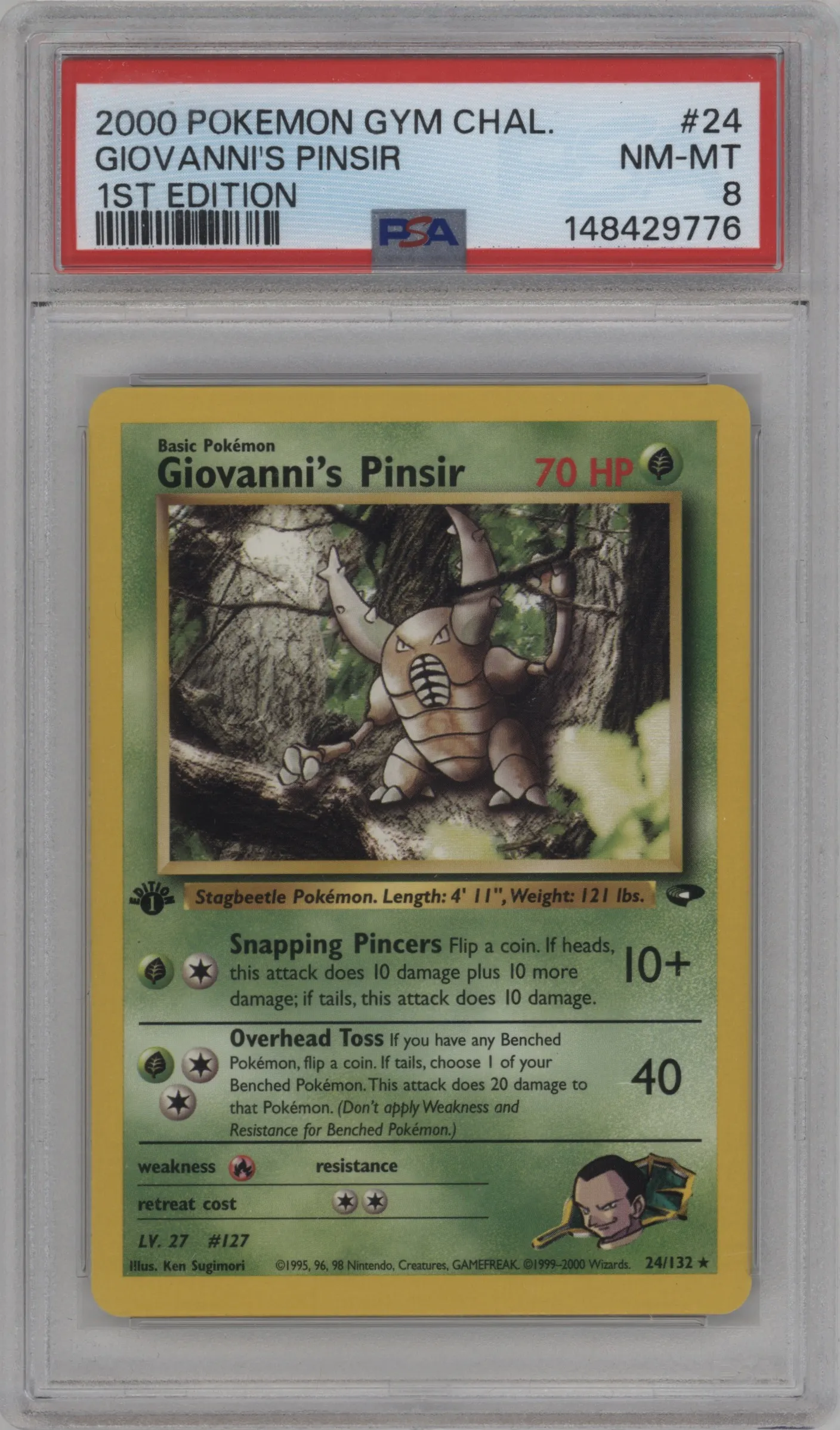 2000 Pokemon GH Gym Challenge Giovanni's Pinsir #24 PSA 8