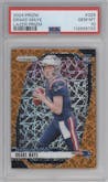 Drake Maye from the 2024 Panini Prizm set featuring a Lazer Prizm parallel graded by PSA and given an overall grade of 10.