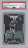 Anthony Richardson from the 2023 Panini Prizm set featuring a Silver Prizm parallel graded by PSA and given an overall grade of 10.