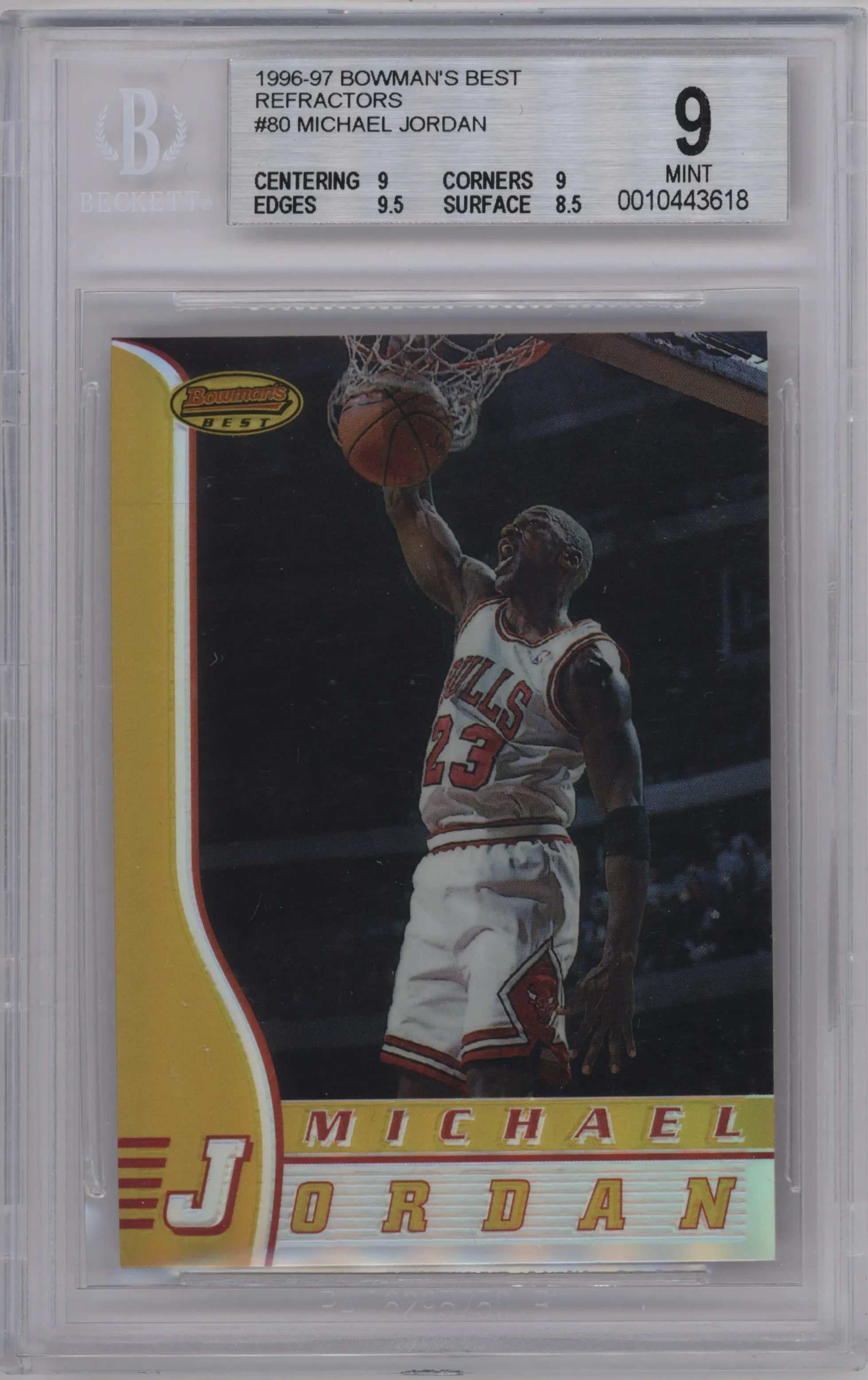 1996 Bowman’s Best Michael Jordan Refractor #80 BGS 9