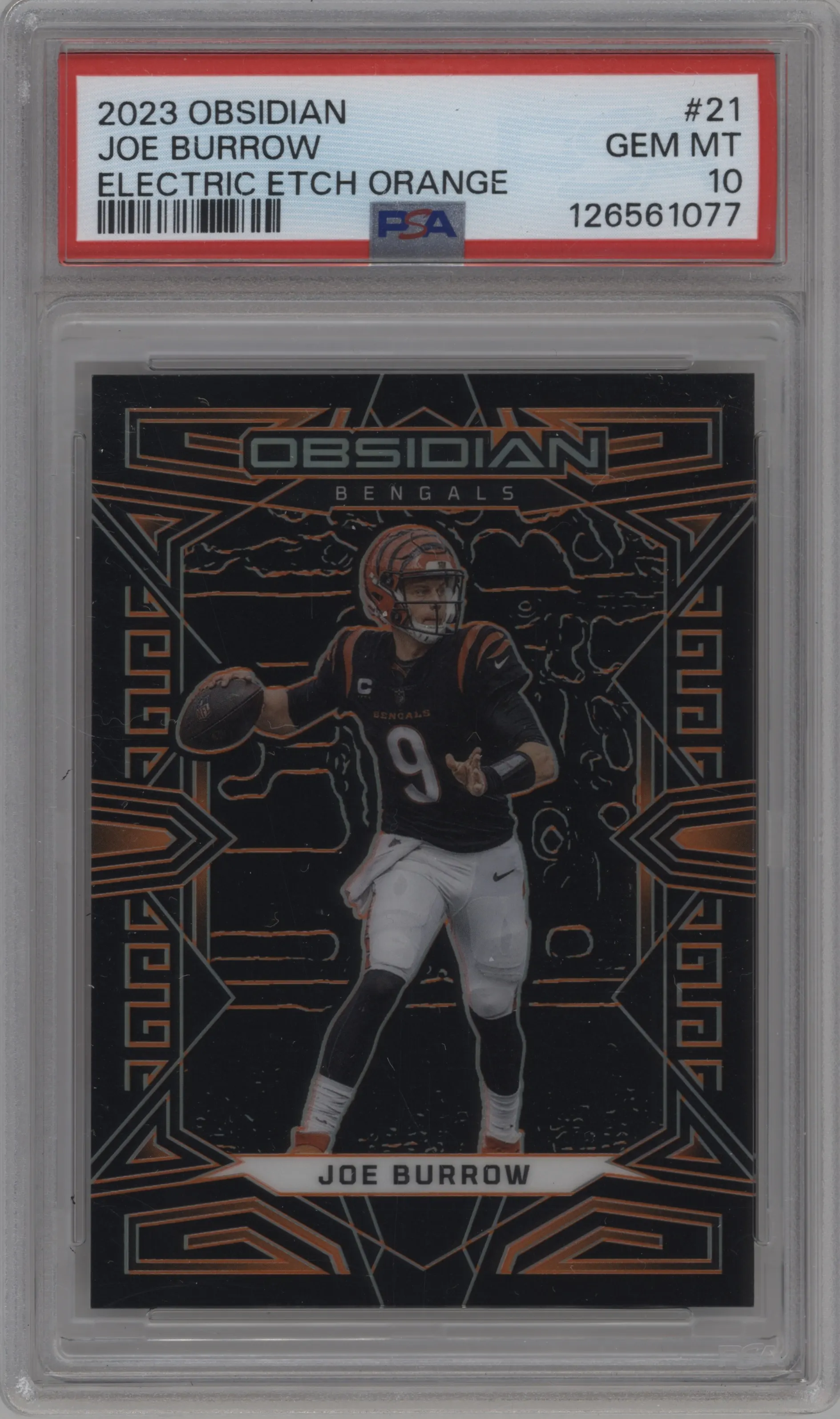 2023 Panini Obsidian Joe Burrow Electric Etch Orange #21 PSA 10