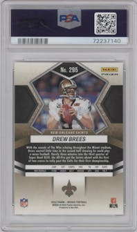 Drew Brees from the 2022 Panini Mosaic set featuring a Honeycomb parallel graded by PSA and given an overall grade of 10.