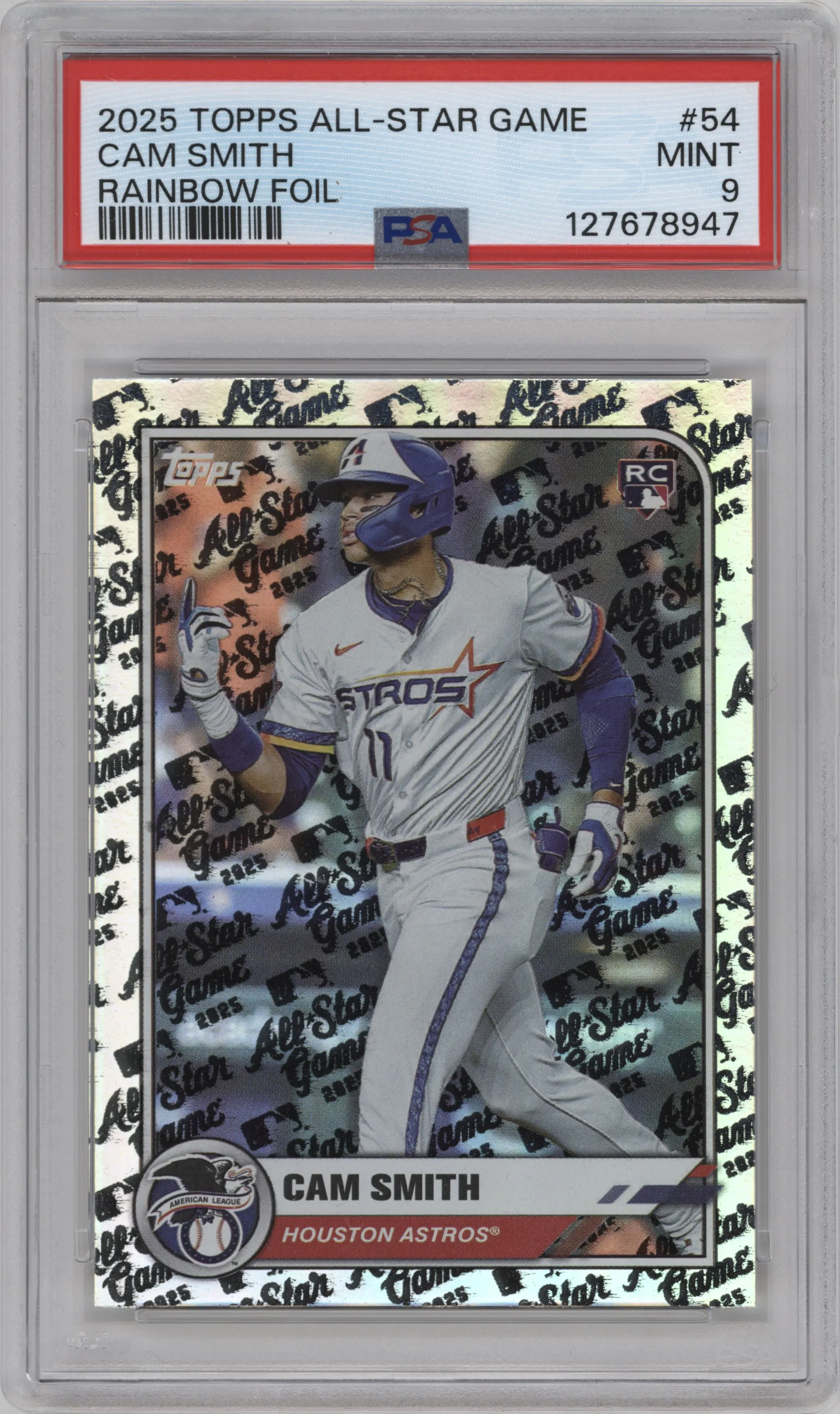 2025 Topps All Star Game Cam Smith Rainbow Foil PSA 9