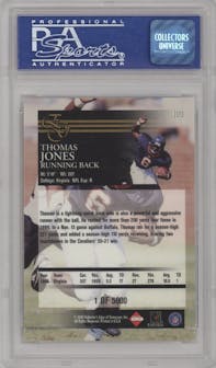 Thomas Jones from the 2000 Collector's Edge EG set featuring a Uncirculated parallel graded by PSA and given an overall grade of 10.