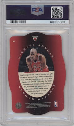 Michael Jordan from the 1996-97 SPX set graded by PSA and given an overall grade of 9.
