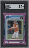 Bo Nix from the 2024 Donruss set featuring a Pink parallel graded by SGC and given an overall grade of 10.