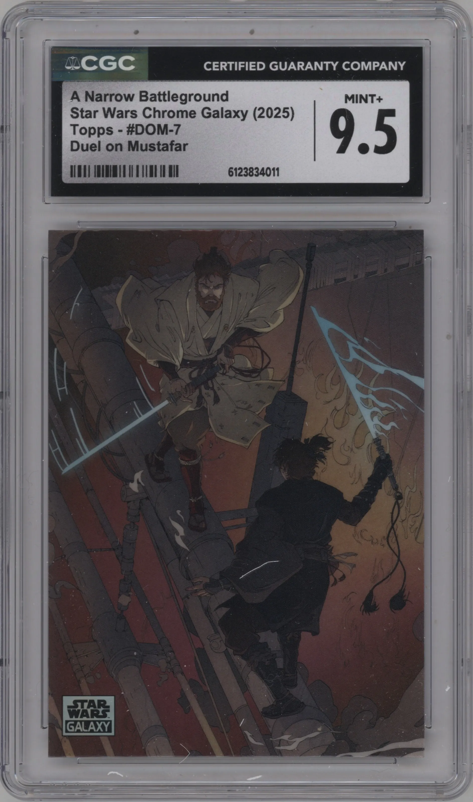 2025 Topps Chrome Star Wars Galaxy Duel on Mustafar A Narrow Battleground CGC 9.5