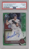  Ivan Melendez from the 2022 Bowman Draft set featuring a Green Refractor parallel graded by PSA and given an overall grade of 9.