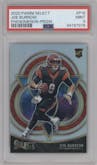 Joe Burrow from the 2020 Panini Select set featuring a Base Prizm parallel graded by PSA and given an overall grade of 9.