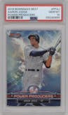 Aaron Judge from the 2018 Bowman’s Best set graded by PSA and given an overall grade of 10.