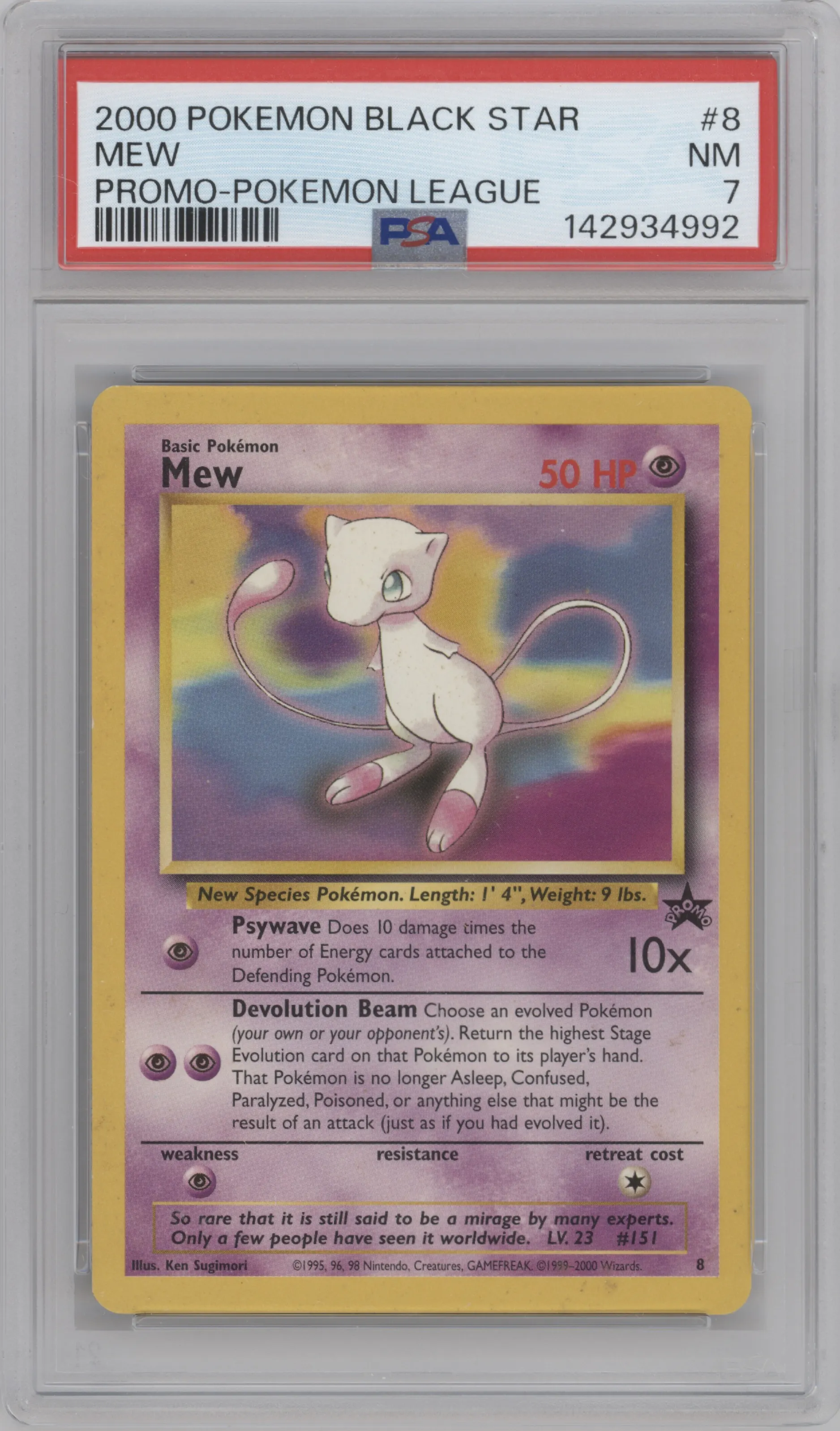 2000 Pokemon WoTC Mew League #8 PSA 7