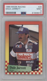 Dale Jarrett from the 1989 Maxx set graded by PSA and given an overall grade of 9.
