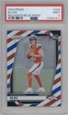 Bo Nix from the 2024 Panini Prizm set featuring a Red/White/Blue Prizm parallel graded by PSA and given an overall grade of 9.