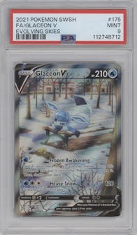 Glaceon V from the 2021 Pokemon SWSH set graded by PSA and given an overall grade of 9.