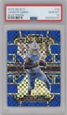 Jahmyr Gibbs from the 2023 Panini Select set featuring a  Blue Prizm parallel graded by PSA and given an overall grade of 10.