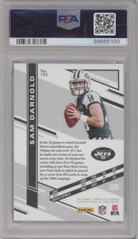 Sam Darnold from the 2018 Panini Donruss Elite set featuring a Orange parallel graded by PSA and given an overall grade of 10.