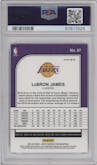 LeBron James from the 2019-20 Panini Hoops Premium Stock set featuring a Silver Laser parallel graded by PSA and given an overall grade of 10.