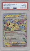 Pikachu ex from the 2024 Pokemon SV set graded by PSA and given an overall grade of 10.