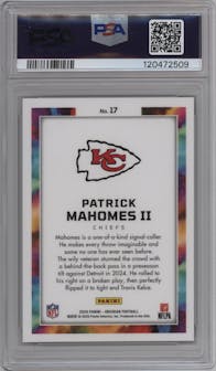 Patrick Mahomes II from the 2024 Panini Obsidian set graded by PSA and given an overall grade of 10.