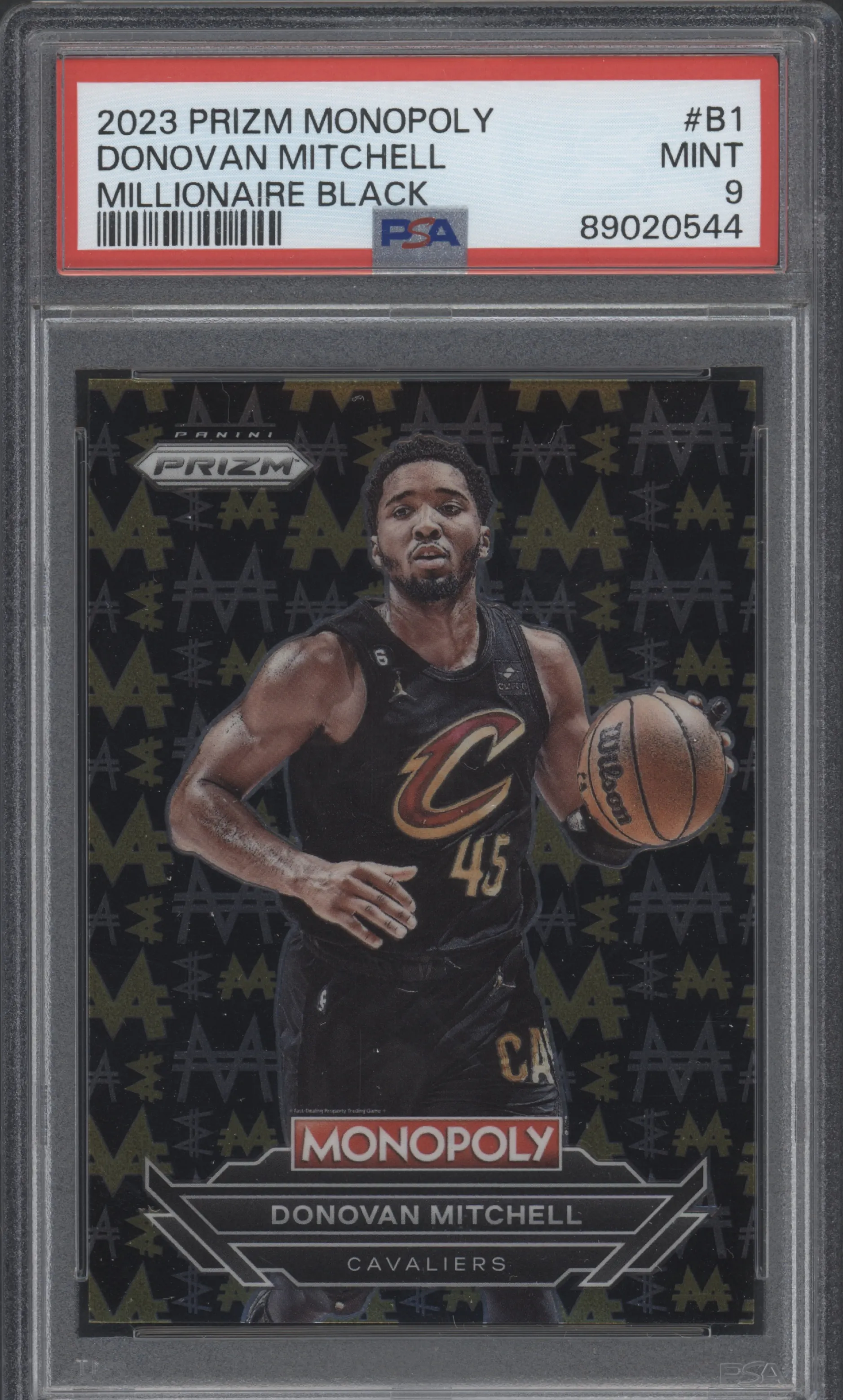 2023 Panini Prizm Monopoly Millionaire Black Donovan Mitchell PSA 9