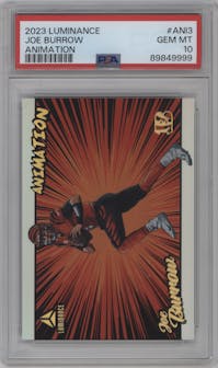 Joe Burrow from the 2023 Panini Luminance set graded by PSA and given an overall grade of 10.
