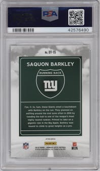 Saquon Barkley from the 2018 Panini Donruss Optic set graded by PSA and given an overall grade of 10.