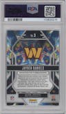 Jayden Daniels from the 2024 Panini Prizm set featuring a Green Wave parallel graded by PSA and given an overall grade of 10.