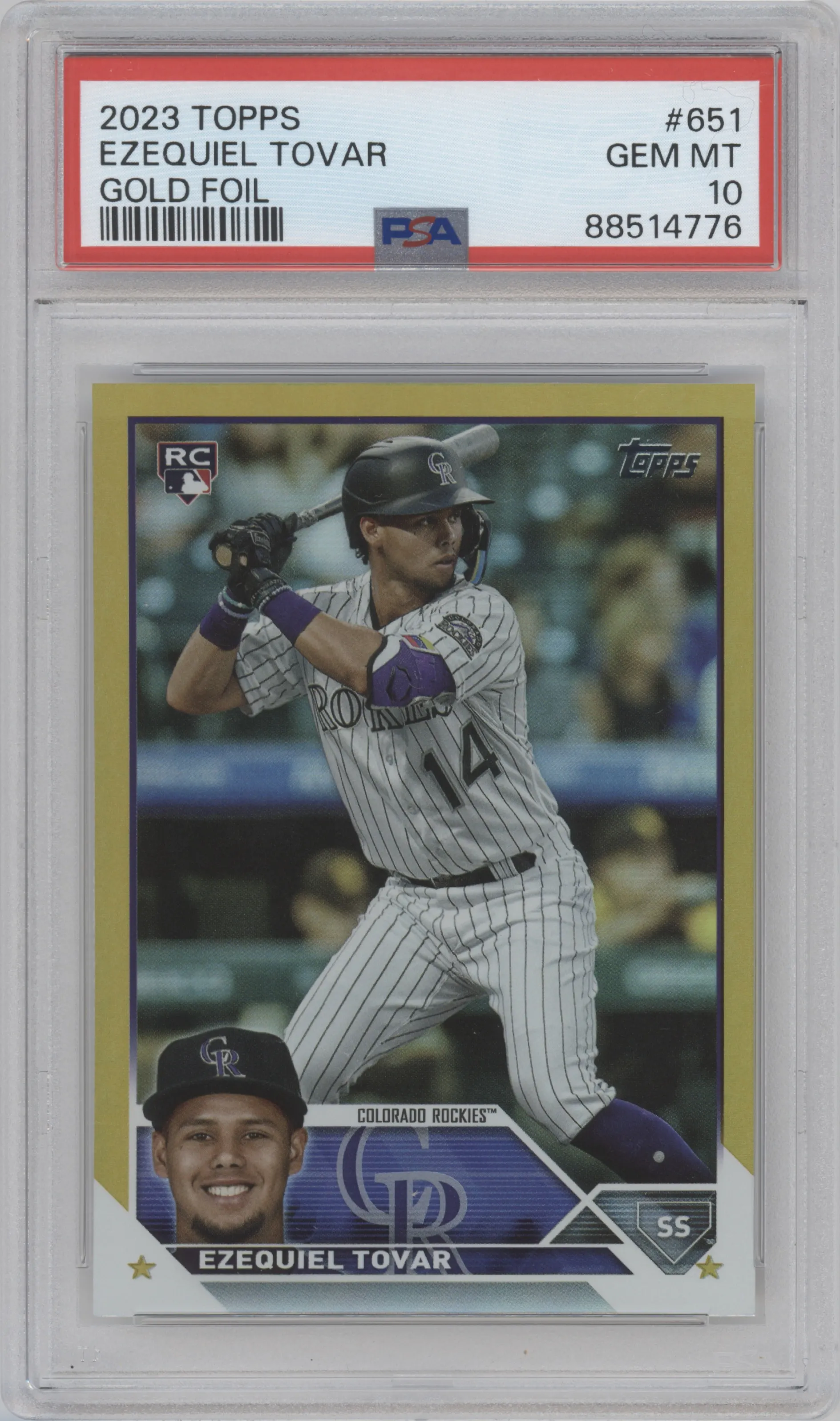 2023 Topps Series 2 Ezequiel Tovar Gold Foil PSA 10