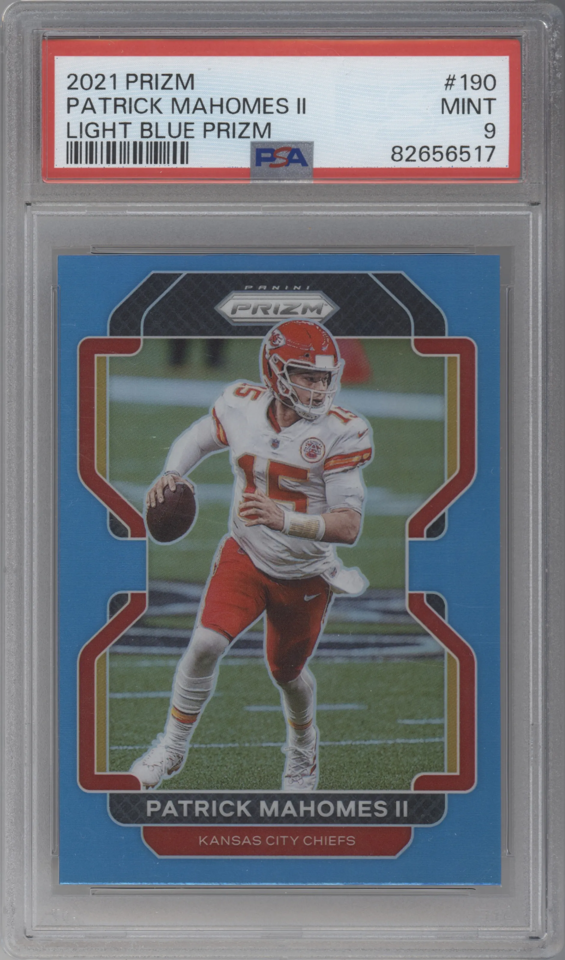 2021 Panini Prizm Patrick Mahomes II Light Blue Prizm #190 PSA 9