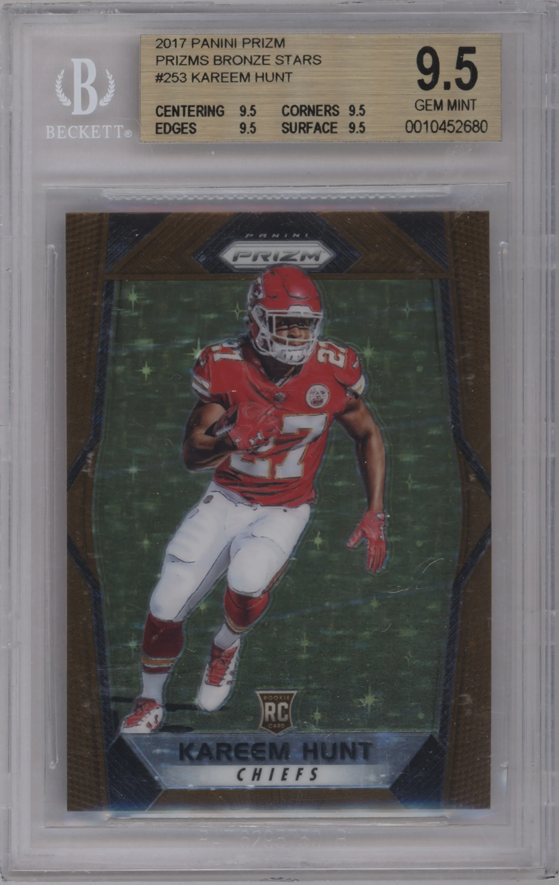2017 Panini Prizm Kareem Hunt Bronze Stars BGS 9.5