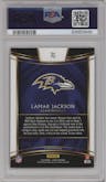 Lamar Jackson from the 2018 Panini Select set graded by PSA and given an overall grade of 10.