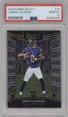 Lamar Jackson from the 2018 Panini Select set graded by PSA and given an overall grade of 10.